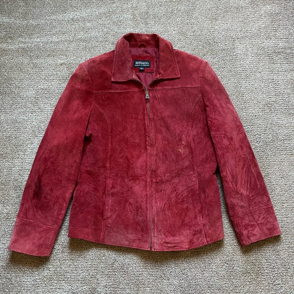 VTG 90’s Red Suede Leather Jacket - Picture 1 of 6